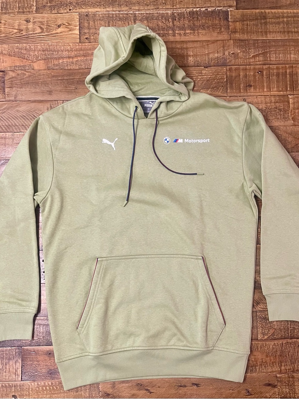 NEW Puma BMW Motorsport Fleece Hoodie Men’s Olive Green Size Small NWT